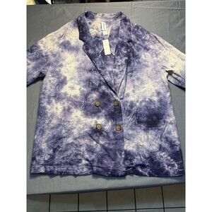 NWT Amadi Blazer Jacket Womens XL Purple Tie Dye Double Breasted Anthropologie